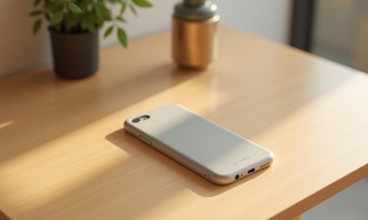 KazeTechのスマホケースがテーブルに置かれている